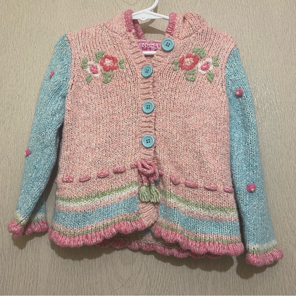 Mudd Knit Flower Hooded Cardigan - Size 3T